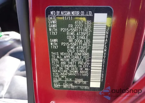 2012 Nissan Juke Sl из США, поврежденный, VIN JN8AF5MV9CT111692